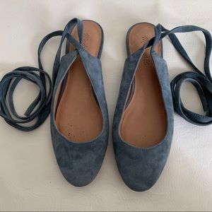 Madewell Ankle Wrap Lace Up Suede Flat Shoes